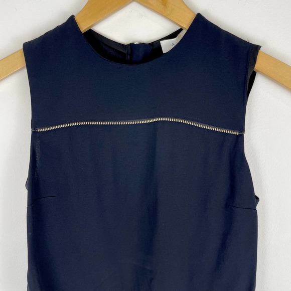 A.L.C. Zipper Detail Sleeveless Crop Top In Navy Size 0 New - Picture 2 of 7